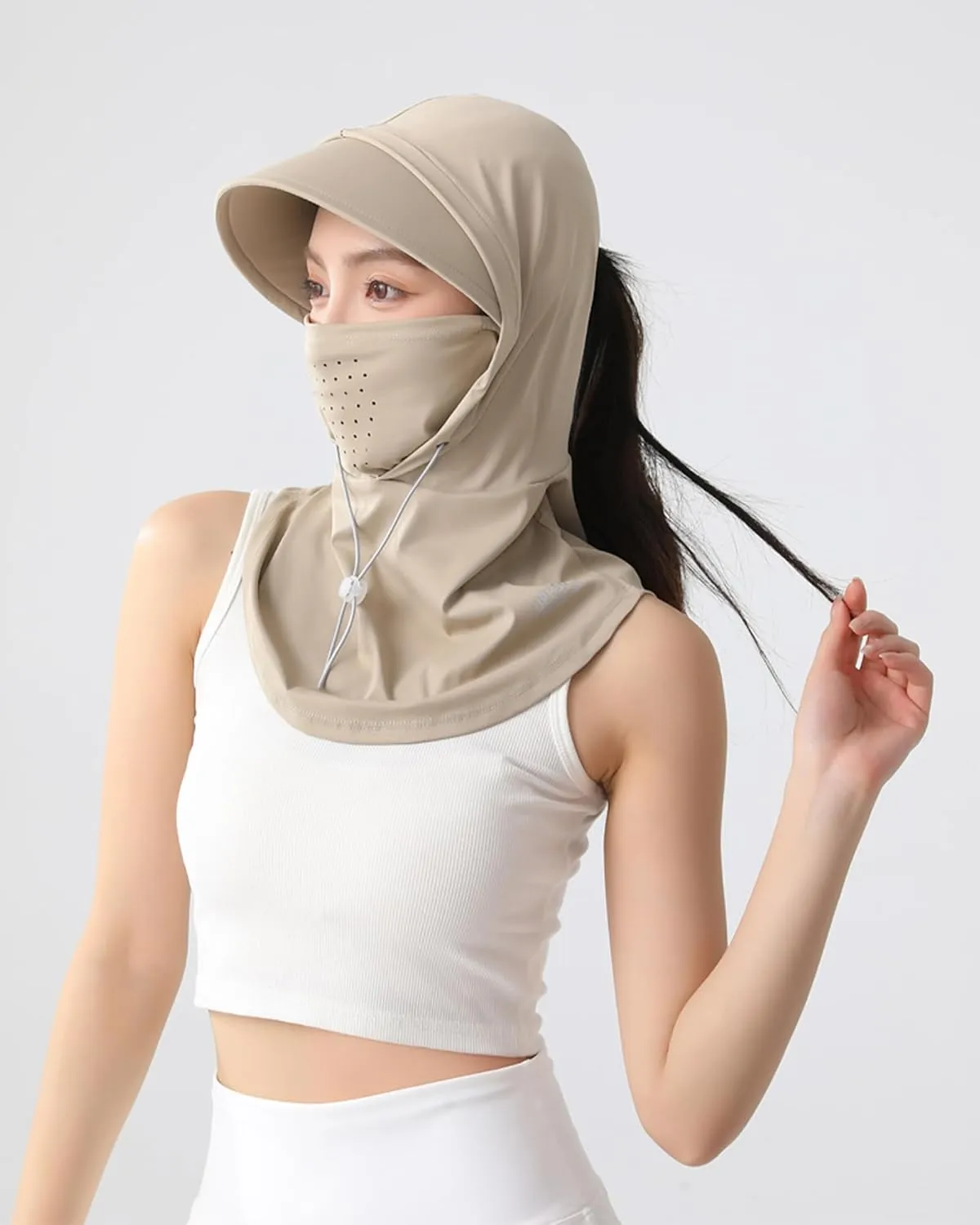 BSYLOOWomen's Balaclava with Hood-Full UV Protection,Wide Brim Hat,Multi-Purpose Design for Outdoor Activities,Cycling,Travel