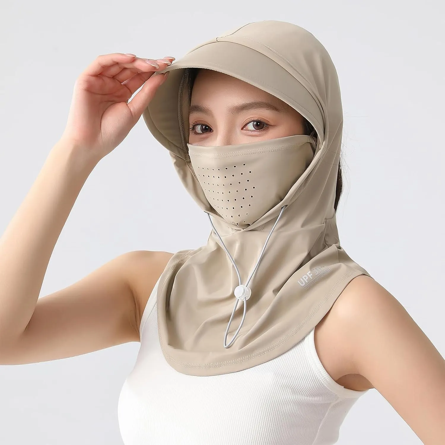 BSYLOOWomen's Balaclava with Hood-Full UV Protection,Wide Brim Hat,Multi-Purpose Design for Outdoor Activities,Cycling,Travel
