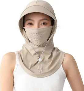 BSYLOOWomen's Balaclava with Hood-Full UV Protection,Wide Brim Hat,Multi-Purpose Design for Outdoor Activities,Cycling,Travel
