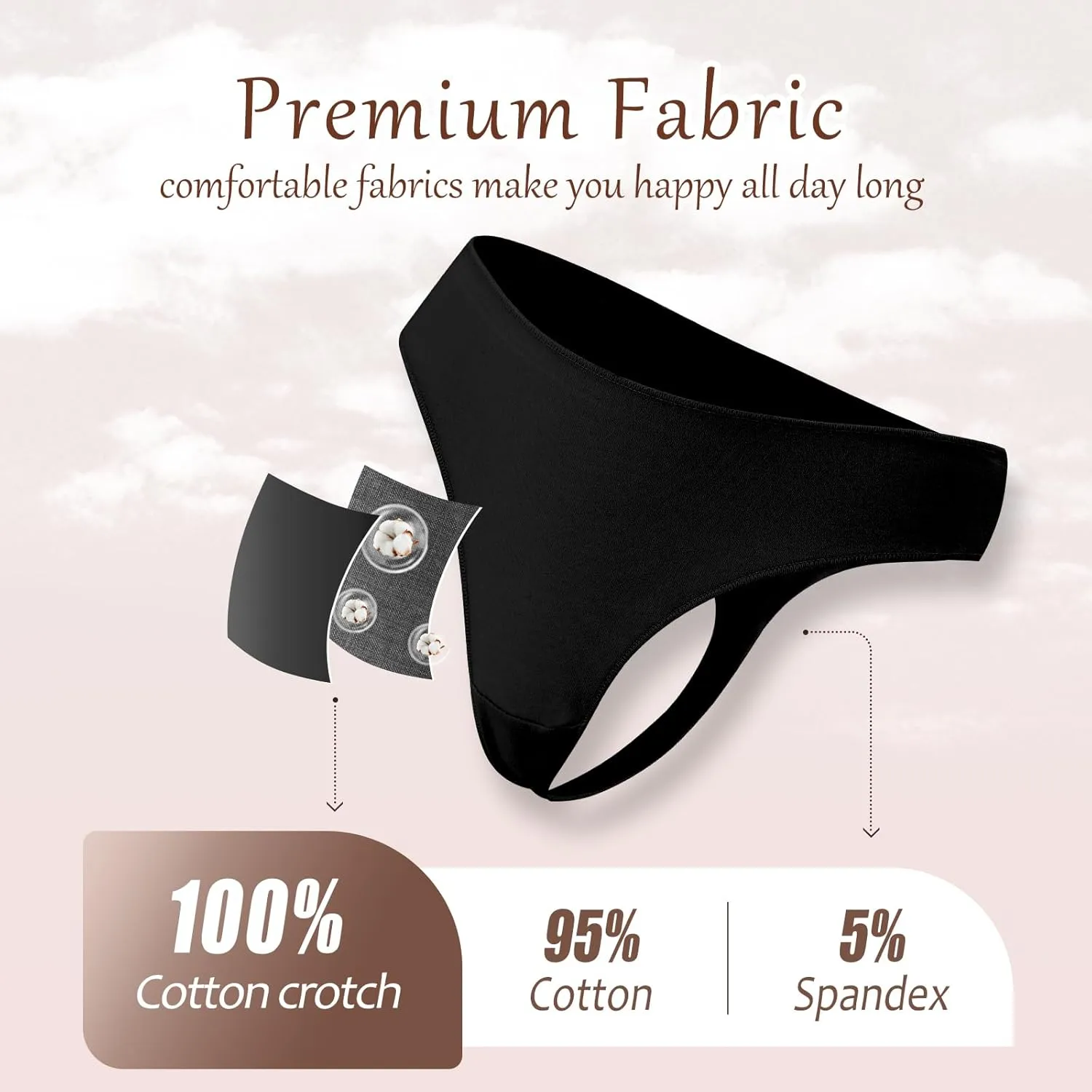 Cotton Underwear for Women Pack Breathable Thongs for Women Sexy Stretch Soft Womens Panties Thong XS-XL