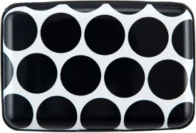 Credit Card Holder Wallet for Women Men RFID Blocking Small Metal Business Aluminum Protector Sleeves Slim Mini Cards Case (Black White Polka Dot)