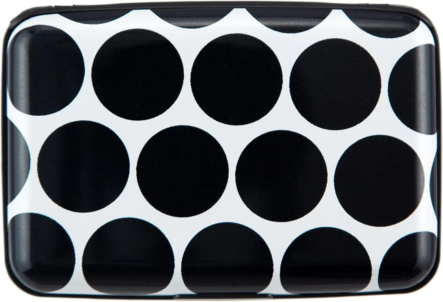 Credit Card Holder Wallet for Women Men RFID Blocking Small Metal Business Aluminum Protector Sleeves Slim Mini Cards Case (Black White Polka Dot)