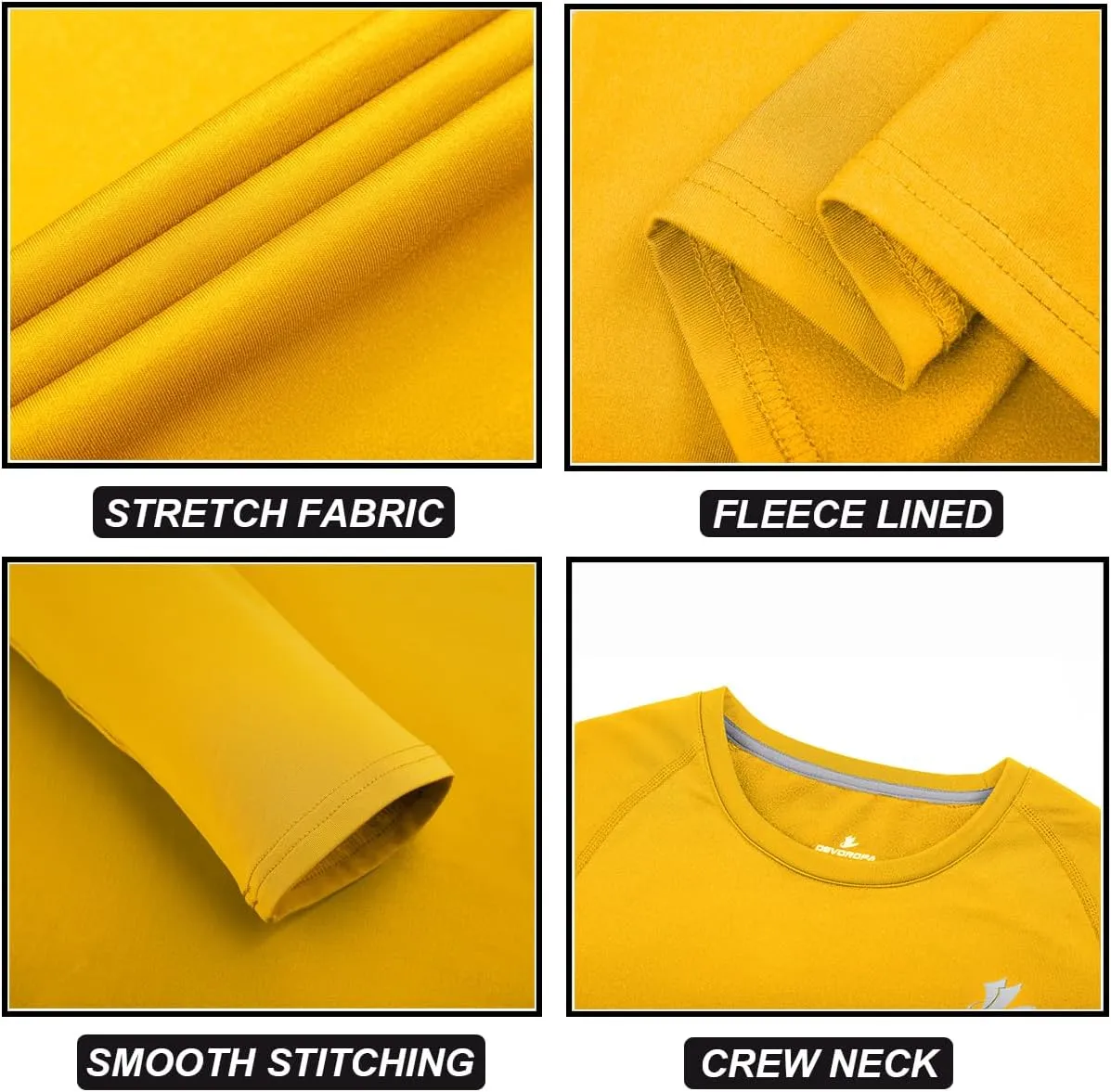 DEVOROPA Youth Boys Compression Thermal Shirt Long Sleeve Fleece Baselayer Soccer Baseball Undershirt