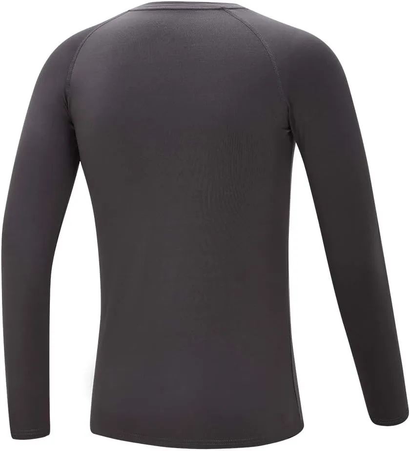 DEVOROPA Youth Boys Compression Thermal Shirt Long Sleeve Fleece Baselayer Soccer Baseball Undershirt