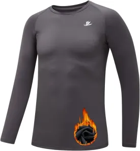 DEVOROPA Youth Boys Compression Thermal Shirt Long Sleeve Fleece Baselayer Soccer Baseball Undershirt