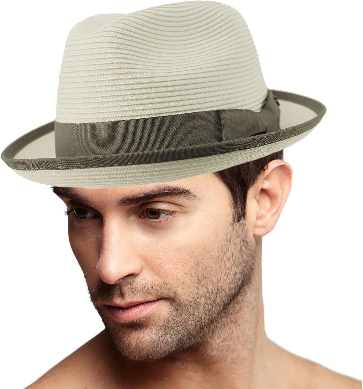 Epoch Men's Classy Travel Crushable 2tone Derby Fedora Upturn Curl Brim Hat