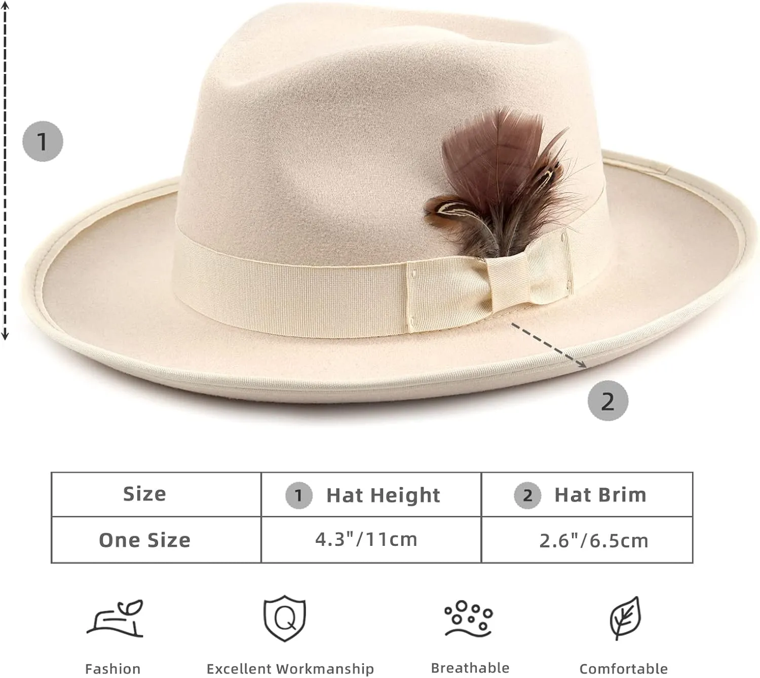FADACHY Fedora Hats for Men & Women Wide Brim Felt Hat Dress Panama Trilby Hats
