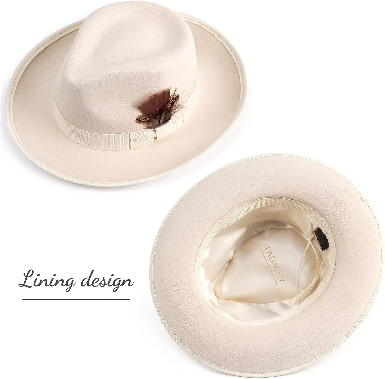 FADACHY Fedora Hats for Men & Women Wide Brim Felt Hat Dress Panama Trilby Hats