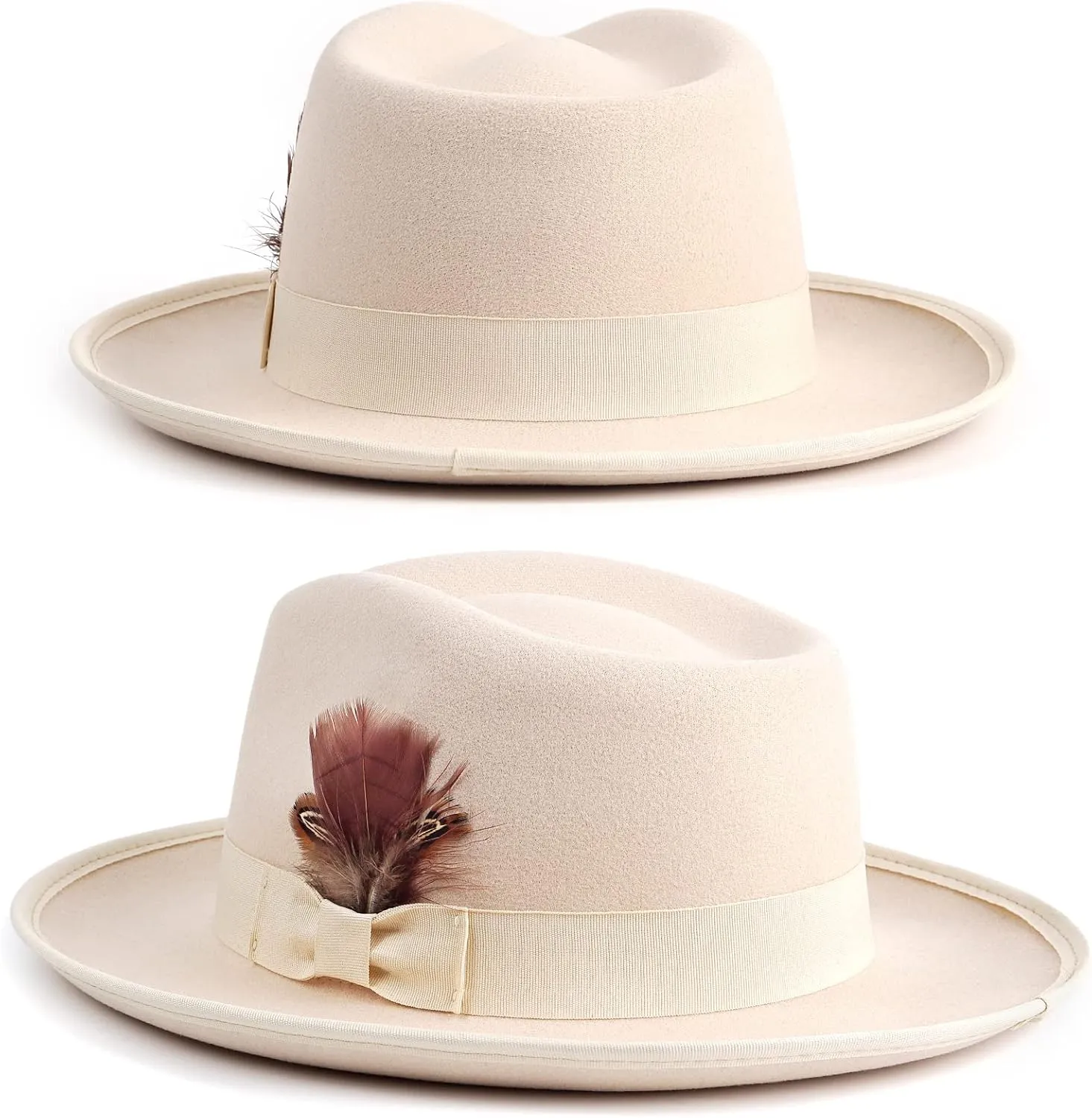 FADACHY Fedora Hats for Men & Women Wide Brim Felt Hat Dress Panama Trilby Hats