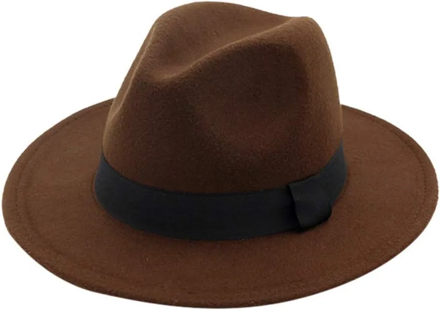 Fedora Hats for Men & Women Wide Brim Fedora Panama Hat Men's Dress Jazz Hats with Belt Buckle