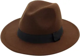 Fedora Hats for Men & Women Wide Brim Fedora Panama Hat Men's Dress Jazz Hats with Belt Buckle