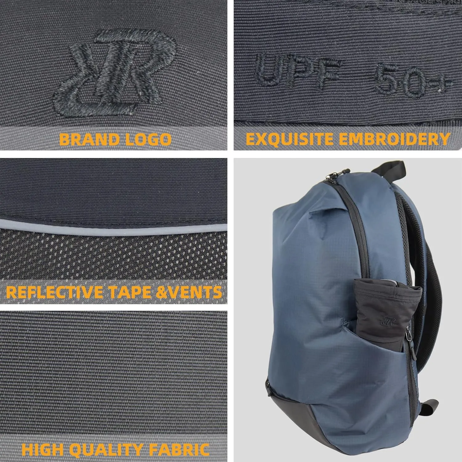 Folding UPF50  Sun Protection Hat, Quick Dry Baseball Cap Portable Adjustable Outdoor Sports Hats for Men, Women