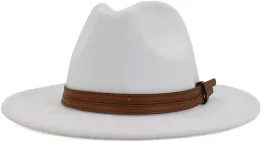 HXGAZXJQ 2020 Simple Men Cotton Fedora Hat Fashion Autumn Winter Popular Hat Belt Decoration Flat Cap (Color : White, Size : 59-60cm)