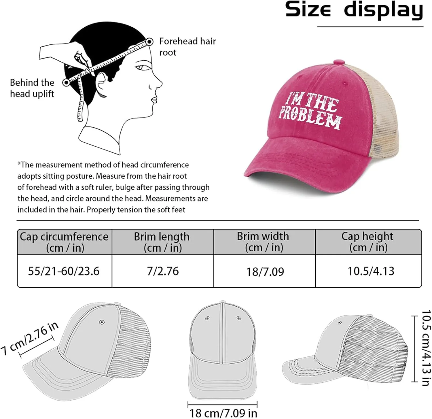 I'm The Problem Trucker Hat Women Trendy Mesh Trucker Hats for Summer