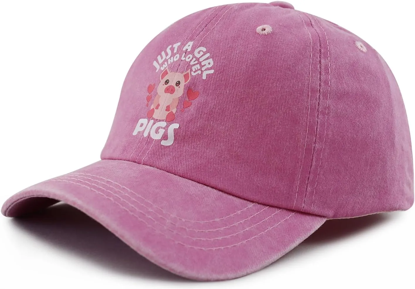 Just a Girl Who Loves Cats Dogs Horses Frogs Foxes Pigs Hat for Girls Age 3-10, Funny Adjustable Cotton Kids Baseball Cap