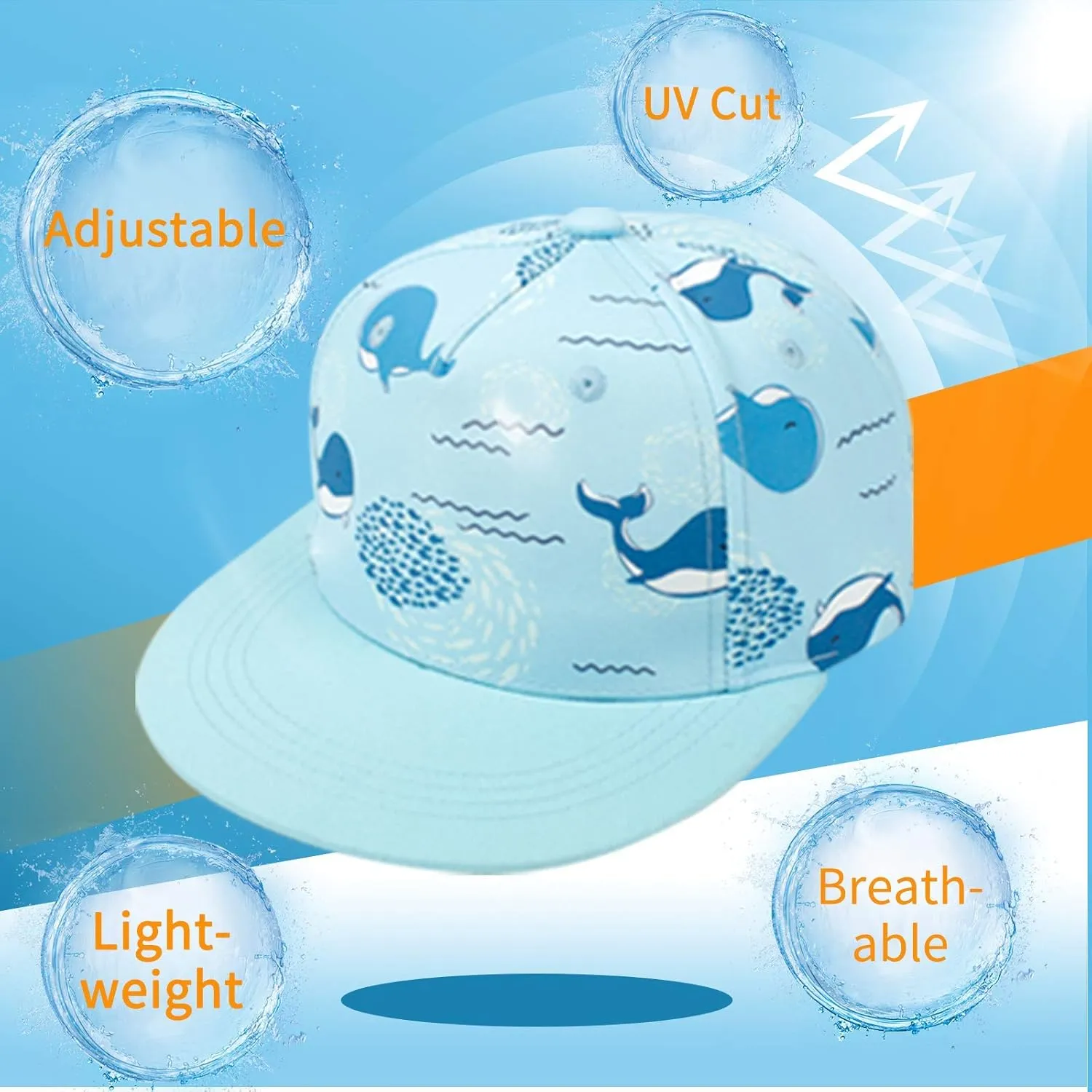 Kids Boy Girl Baseball Cap Baby Sun Hat Adjustable Toddler Trucker Hats with Flat Brim for Summer Outdoor