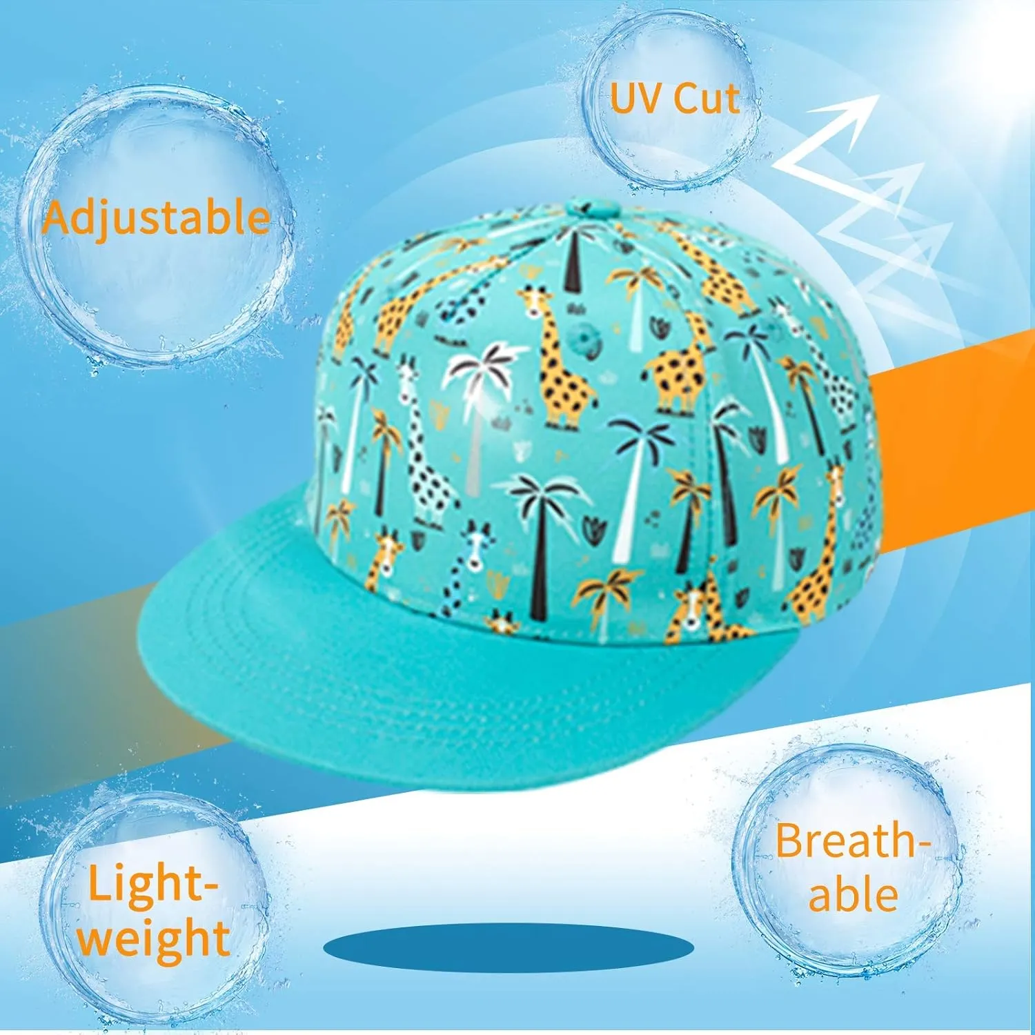 Kids Boy Girl Baseball Cap Baby Sun Hat Adjustable Toddler Trucker Hats with Flat Brim for Summer Outdoor