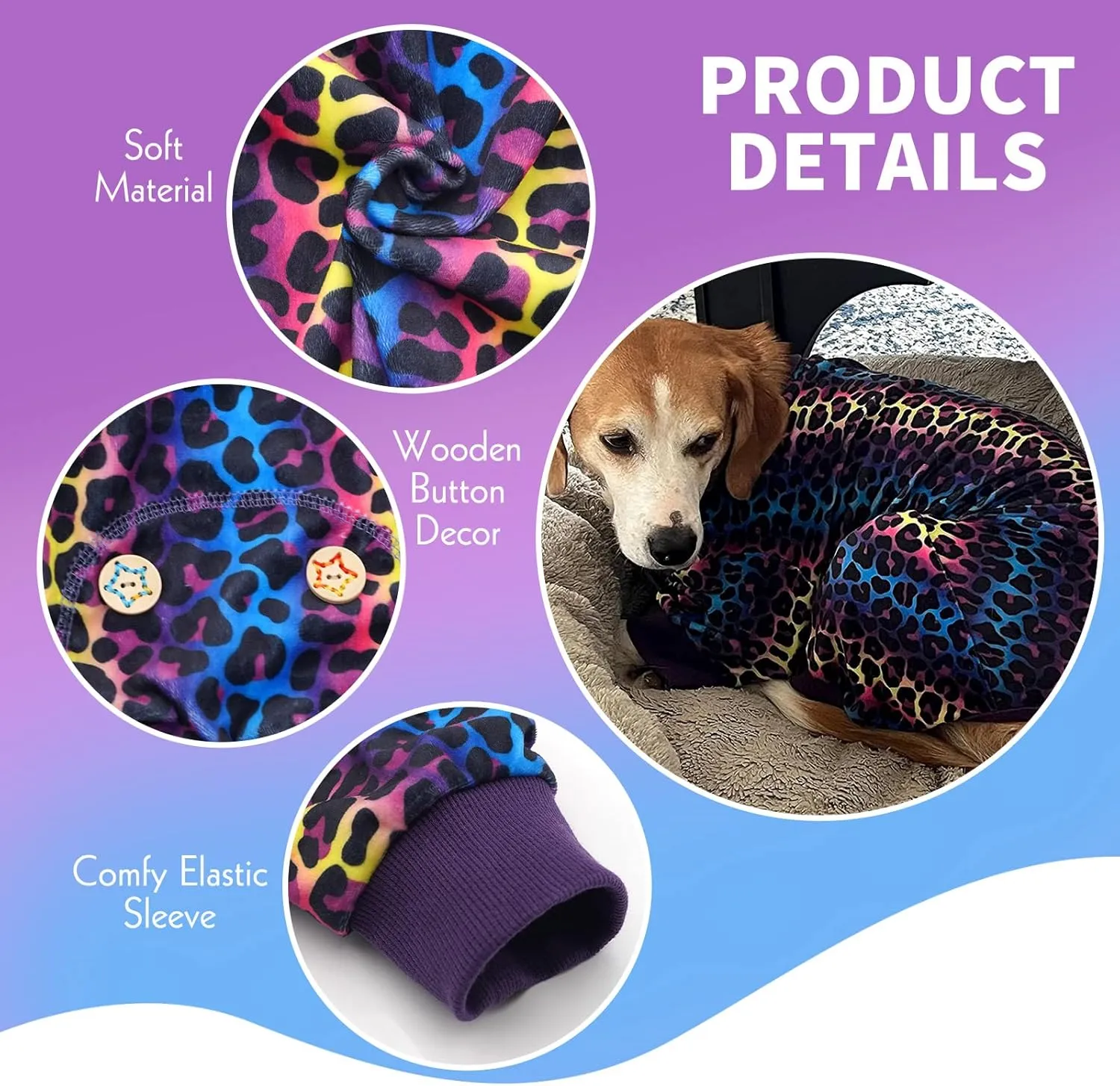 KYEESE Dog Pajamas Velvet Dog Pajamas Small Sized Dogs Soft Dogs Clothes Pjs with Leopard Pattern Stretchy Pet Jammies Coat Comfy Pet Onesie Costume, X-Large