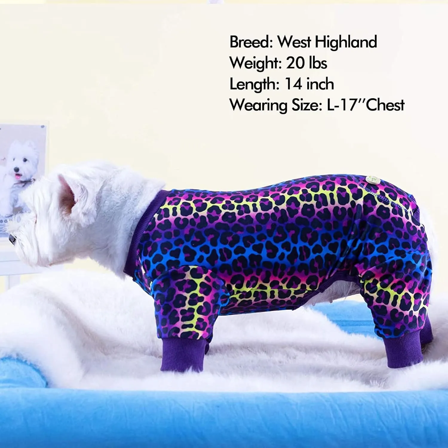 KYEESE Dog Pajamas Velvet Dog Pajamas Small Sized Dogs Soft Dogs Clothes Pjs with Leopard Pattern Stretchy Pet Jammies Coat Comfy Pet Onesie Costume, X-Large