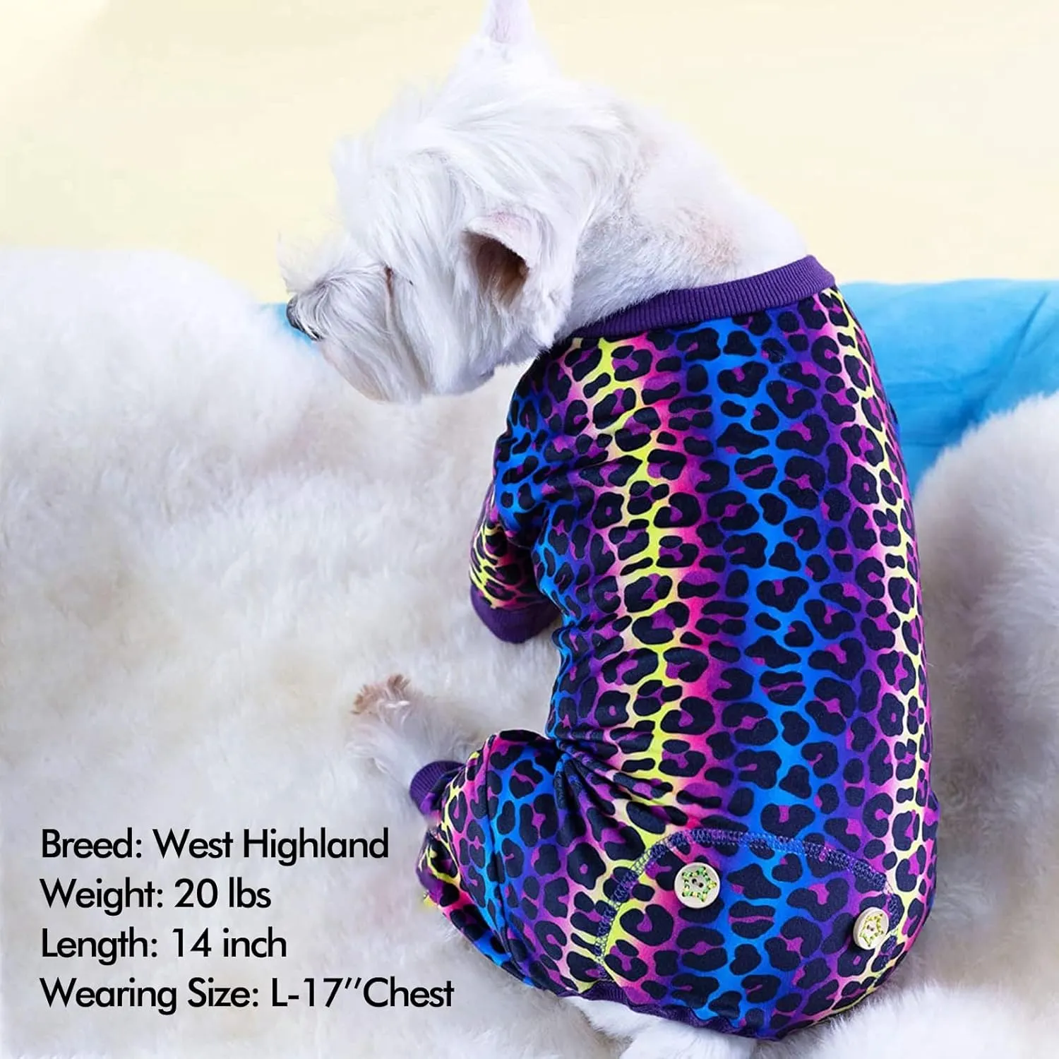 KYEESE Dog Pajamas Velvet Dog Pajamas Small Sized Dogs Soft Dogs Clothes Pjs with Leopard Pattern Stretchy Pet Jammies Coat Comfy Pet Onesie Costume, X-Large