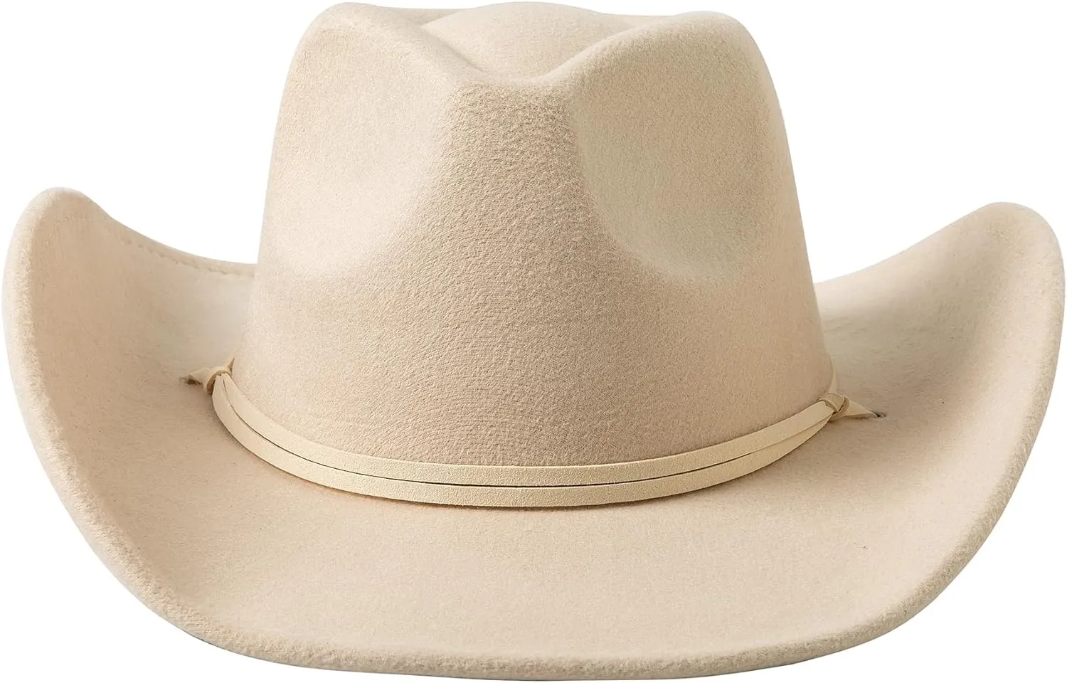 Lanzom Women Men Retro Felt Wide Brim Western Cowboy Cowgirl Hat Dress Up Hat with Wind Lanyard