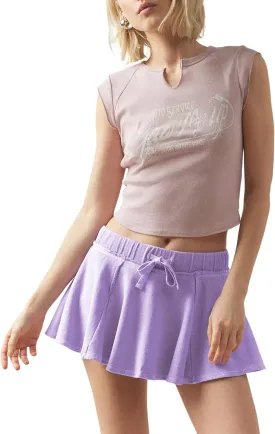 Lentta Women's Summer Mini Skort Cotton Athletic Adjustable Waistband Skirt & Inner Shorts with Pocket
