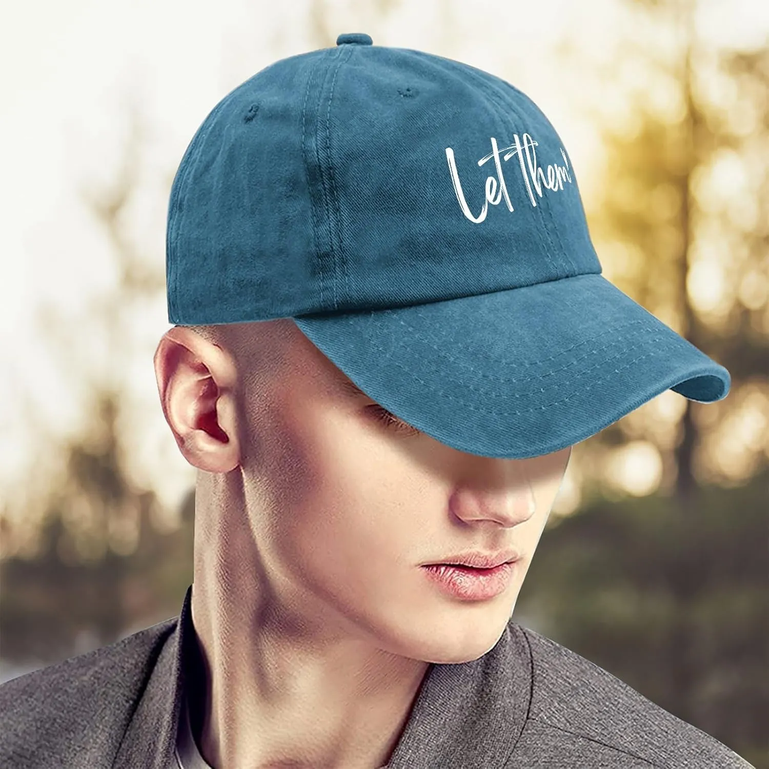Let Them Funny hat for Men Funny Vintage Cotton Washed Baseball Caps Adjustable Dad Hat Crazy