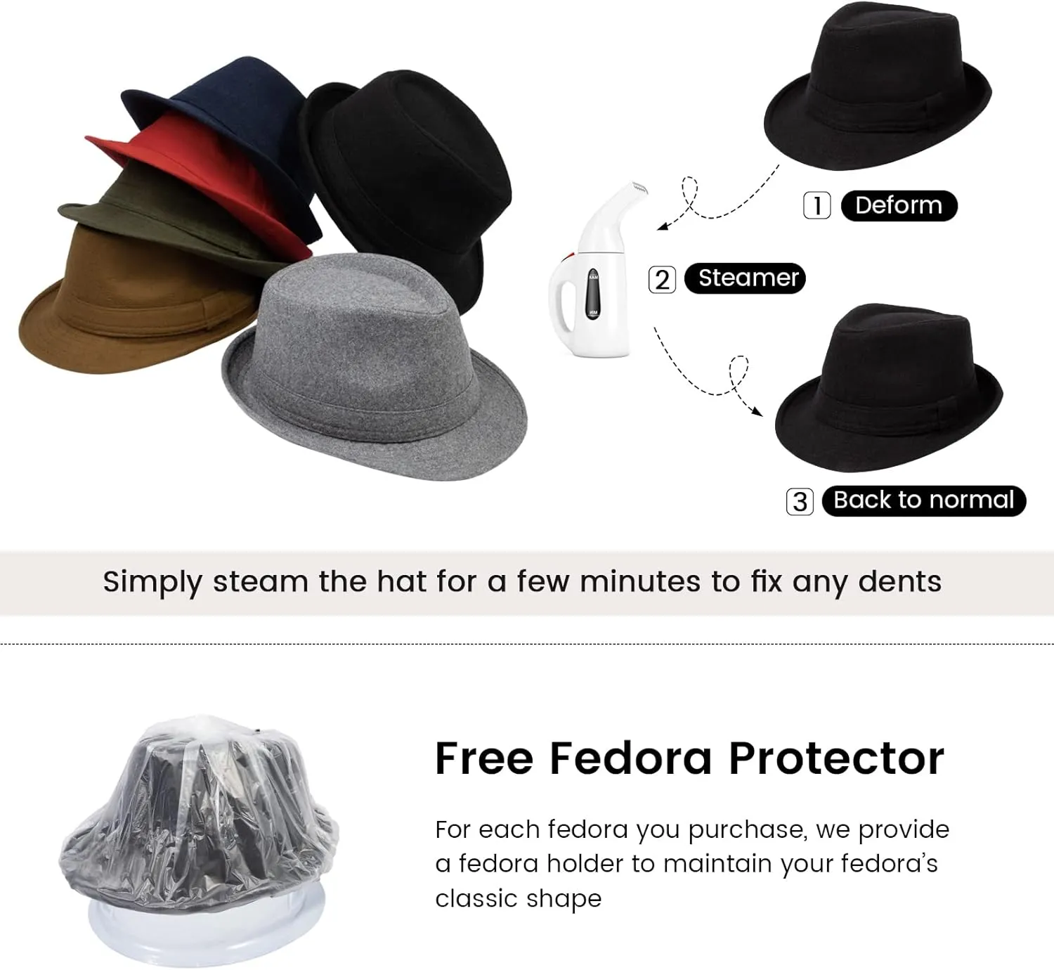 Men's Classic Manhattan Structured Trilby Fedora Hat for Women