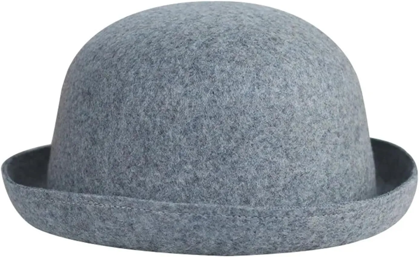 Mnjyihy Women Men Wool Dome Fedoras Hats Solid Color Jazz Cap Elegant Ladies Party Bowler Hats