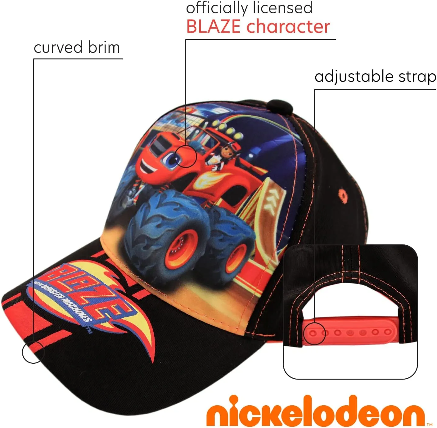 Nickelodeon Boys' Blaze and The Monster Machines Hat -Adjustable Cotton Baseball Cap (Toddler)