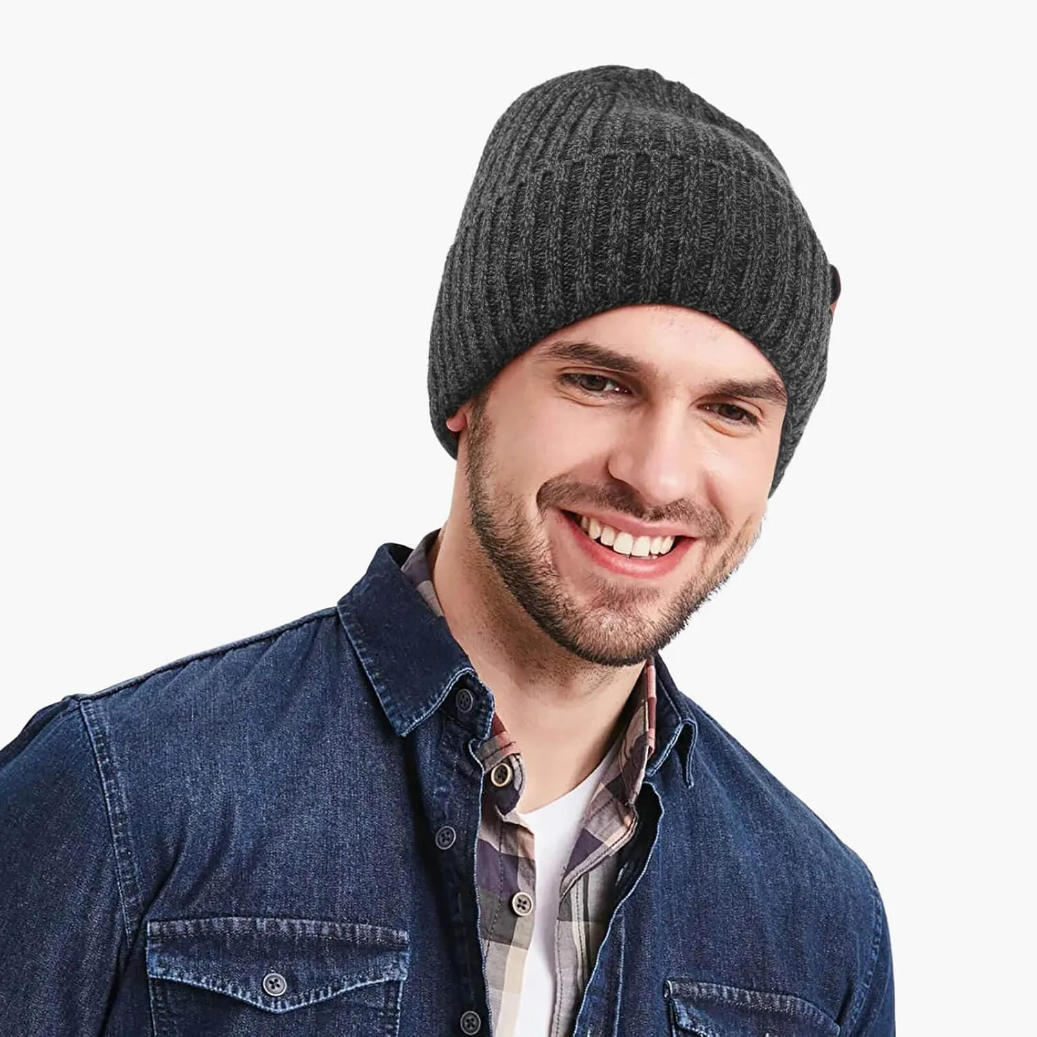 OZERO Knit Beanie Winter Hat, Thermal Thick Polar Fleece Snow Skull Cap for Men and Women