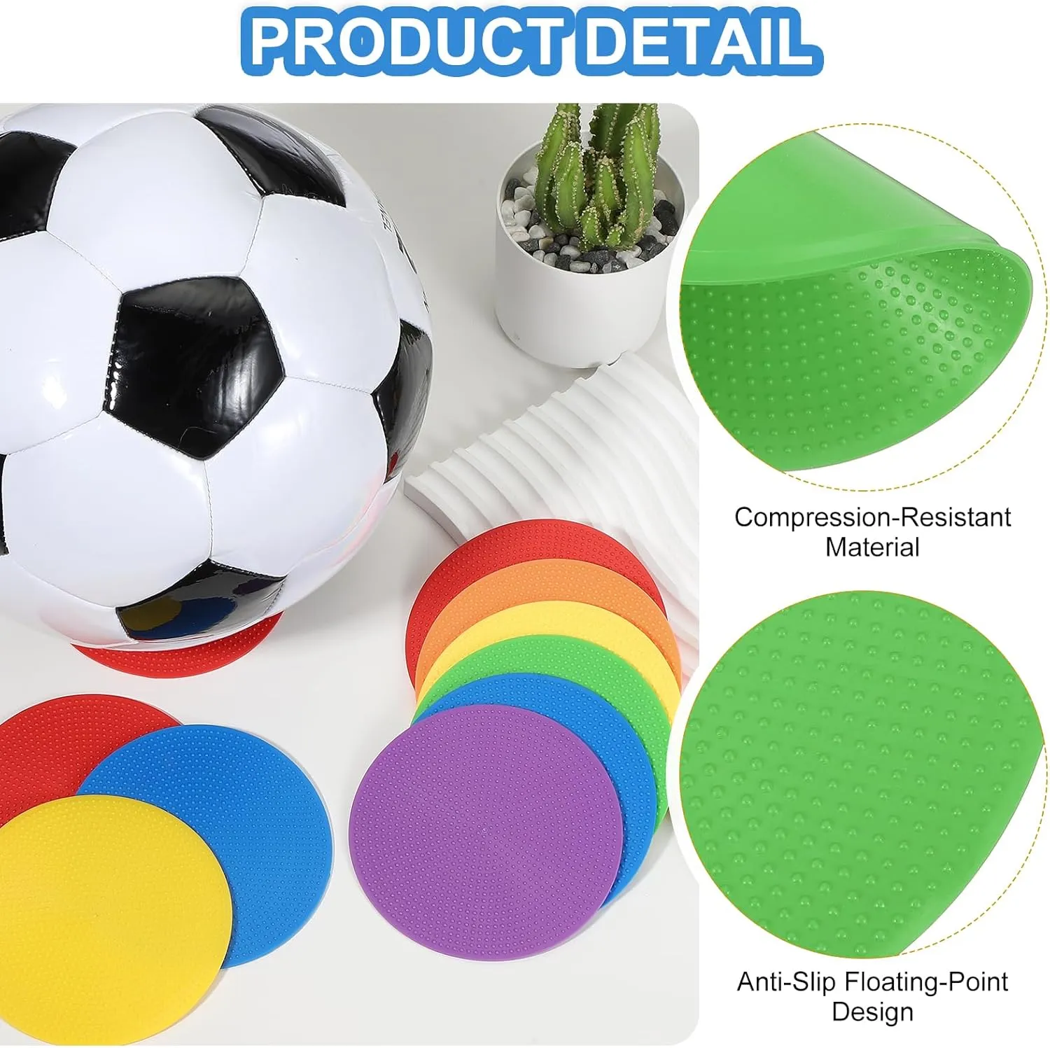 PATIKIL Spot Markers, Non-Slip Floor Dots Agility Markers Flat Field Cones Poly Dot