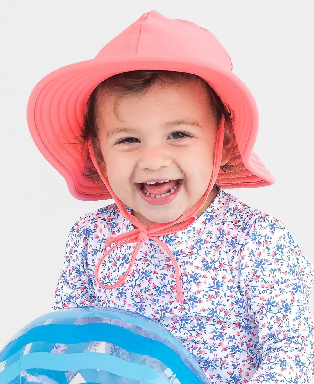 RuffleButts Baby/Toddler Girls UPF 50  Sun Protective Wide Brim Swimwear Sun Hat