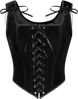 Scarlet Darkness Renaissance Corset Tops for Women Vintage Lace Up Overbust Velvet Bustier Bodice