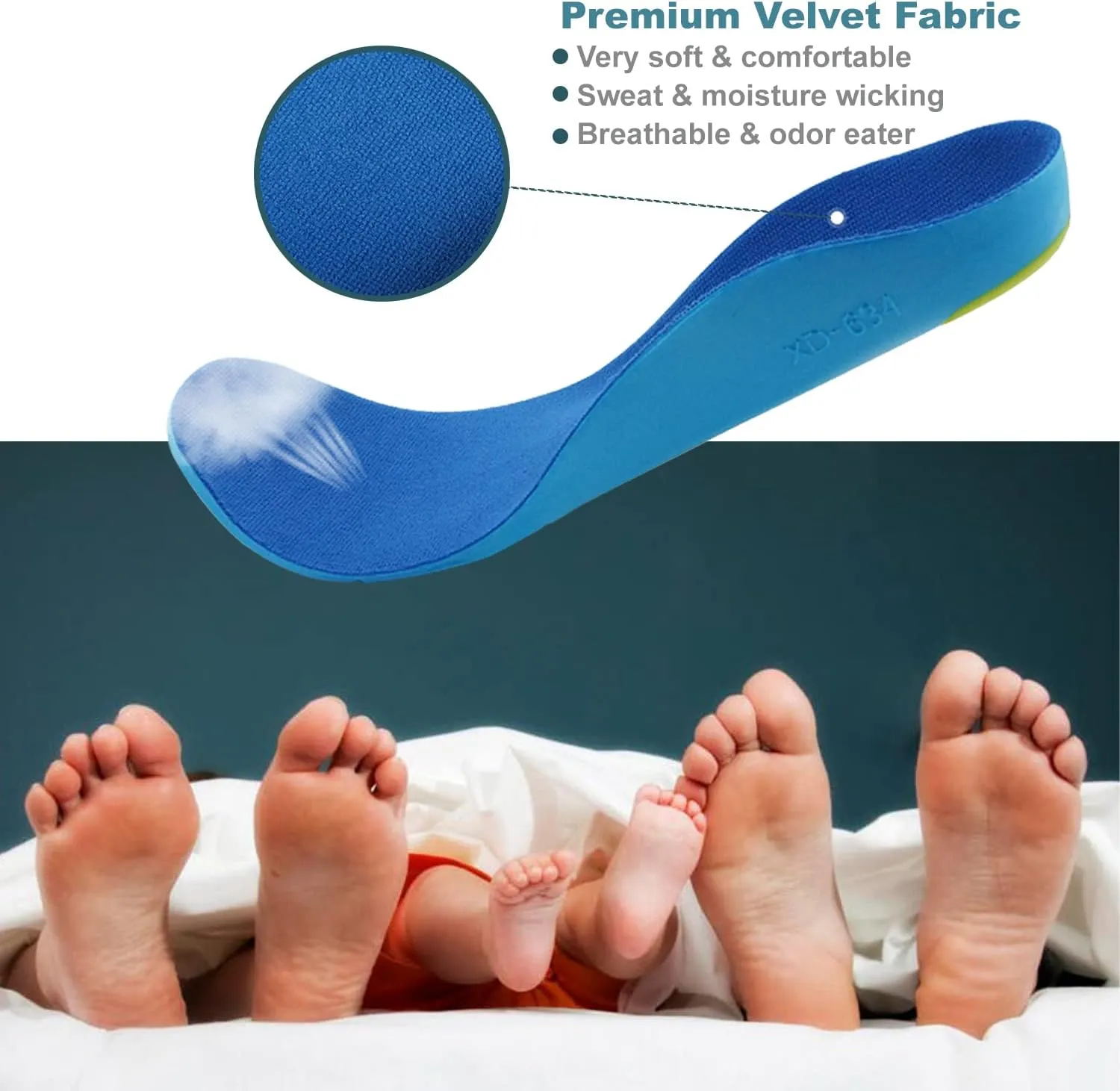 Sports Shoe Insoles for Kids High Arch Support Insoles with Gel for Flat Feet Thick Foam Insoles for Odor Eaters Orthopedic Shoe Replacement Inserts for Boys and Girls