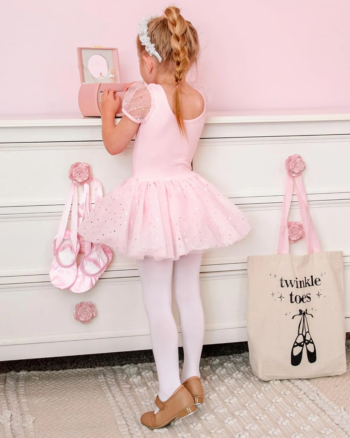 Stelle Puff Sleeve Ballet Leotards for Girls with Sparkly Tutu Skirted Toddler Dance Dress Outfit