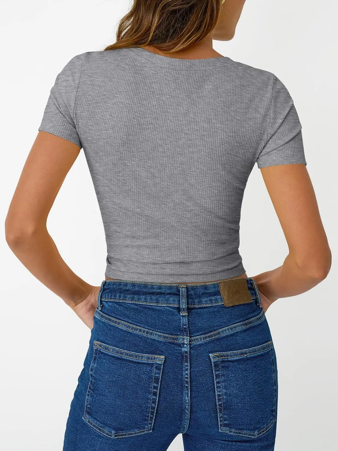 SUNBS 3 Pack Womens Short Sleeve Shirts Ribbed Knit Slim Fitted T-Shirt Summer Basic Tee 2025 Tops
