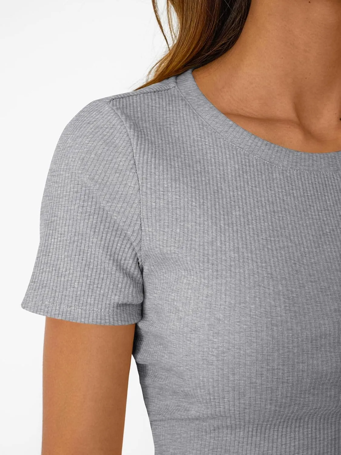 SUNBS 3 Pack Womens Short Sleeve Shirts Ribbed Knit Slim Fitted T-Shirt Summer Basic Tee 2025 Tops