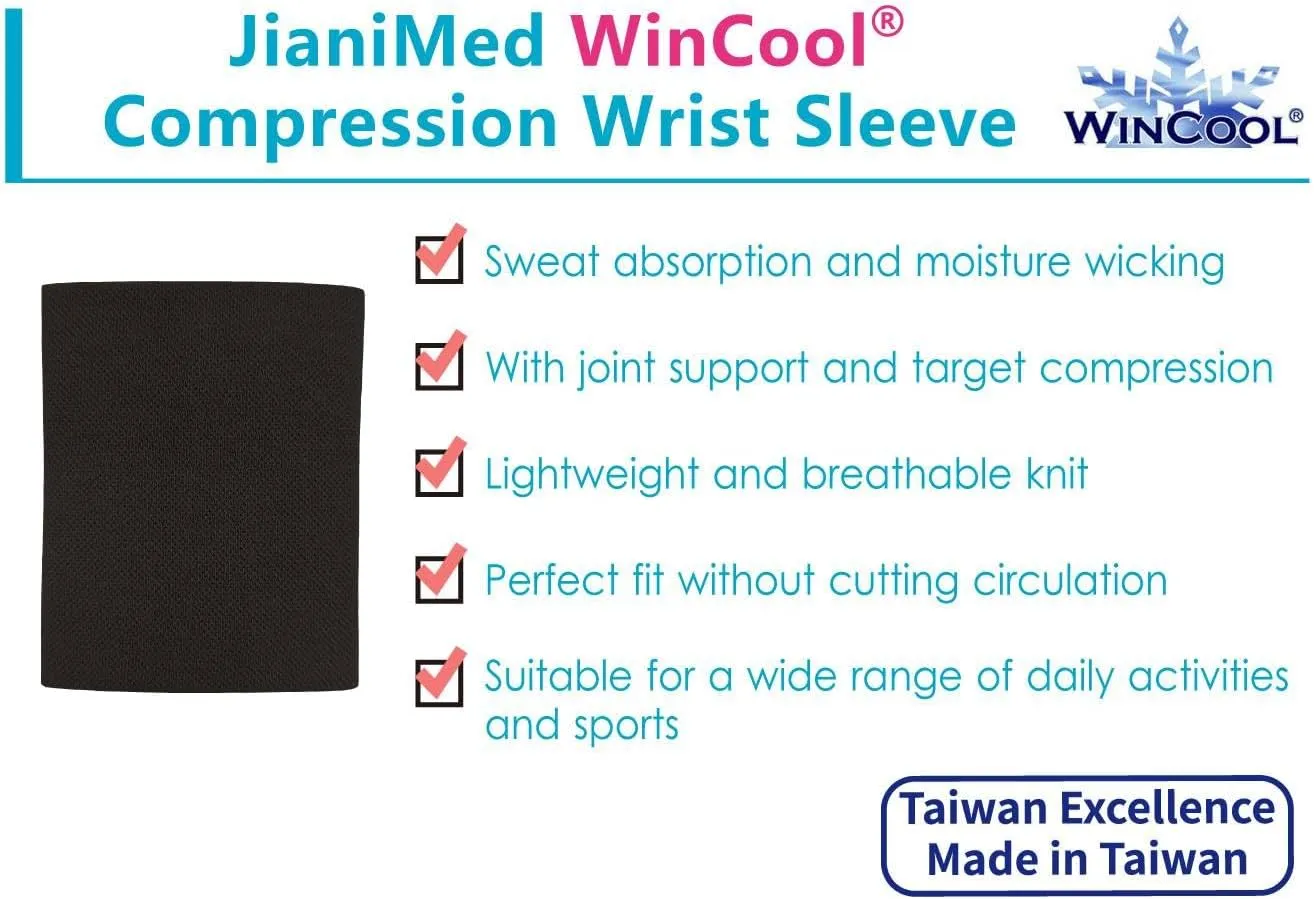 WinCool Compression Wrist SleeveLightweight, Cooling Yarn, Moisture-Wicking, Wrist Support, Pain Relief, Daily Use, Taiwan Excellence S/M