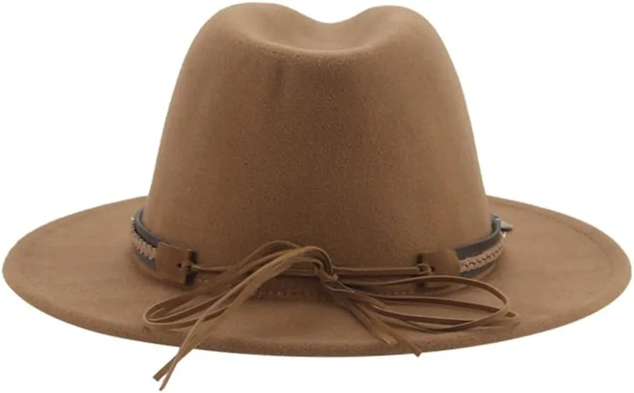 Womens Fedora Hat Belt Band Solid Felted Jazz Caps Cowboy Hat Casual Felted Hats Men Winter Hat,Light Gray9-59-61cm
