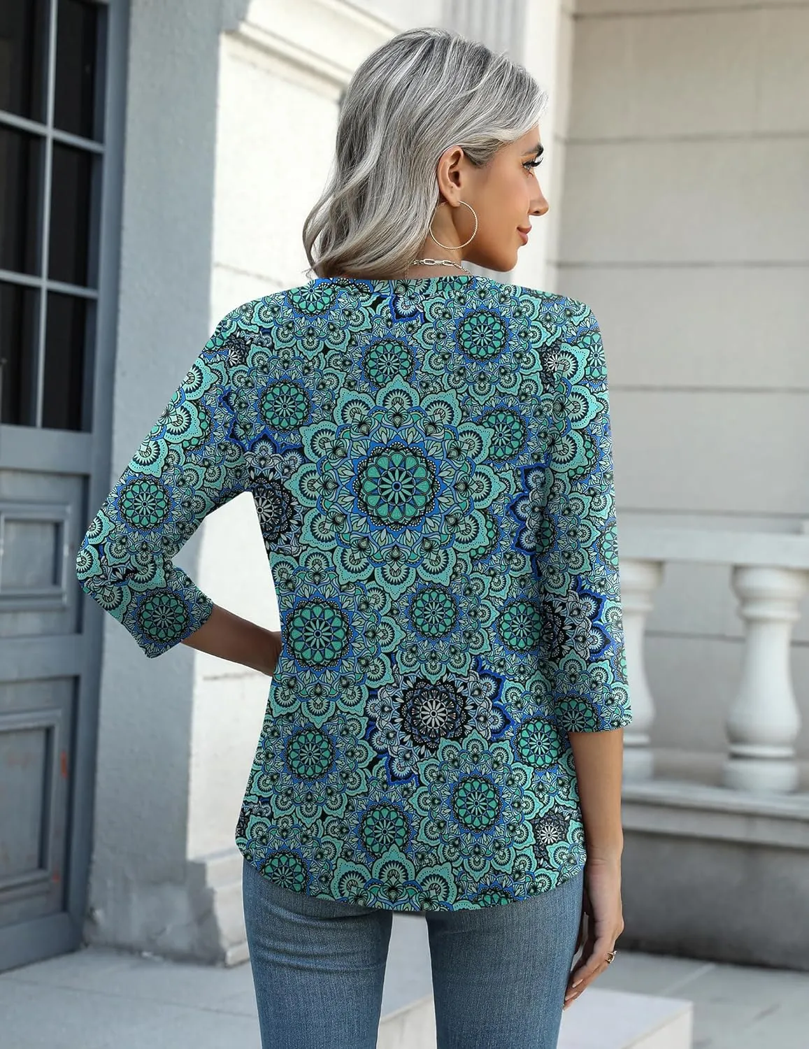 Zeagoo Women's Casual 3/4 Sleeve T-Shirts Round Neck Cute Tunic Tops Basic Tees Blouses Business Work Tee Top