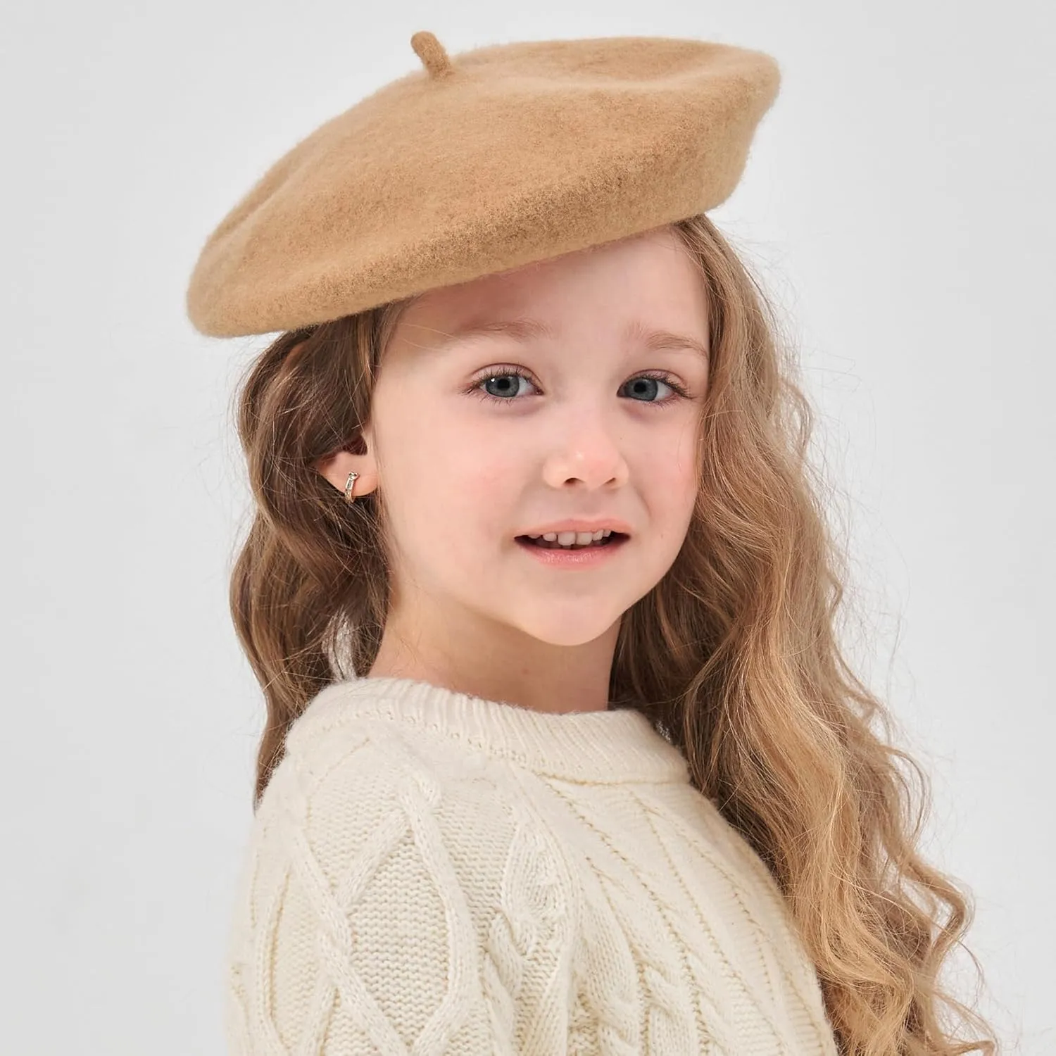 ZLYC Wool Kids Beret Hat Girls Solid Color Artist French Beret Cap