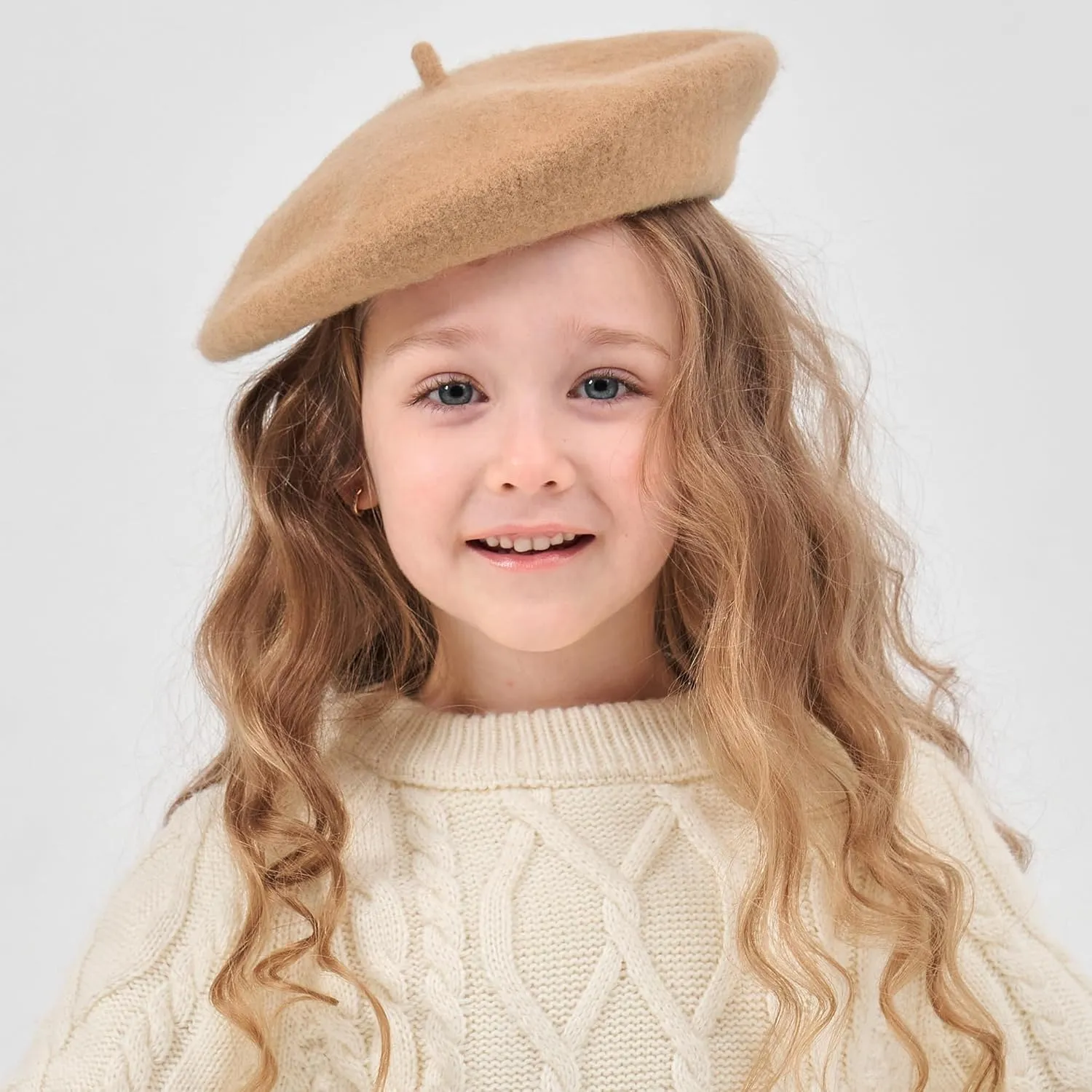 ZLYC Wool Kids Beret Hat Girls Solid Color Artist French Beret Cap