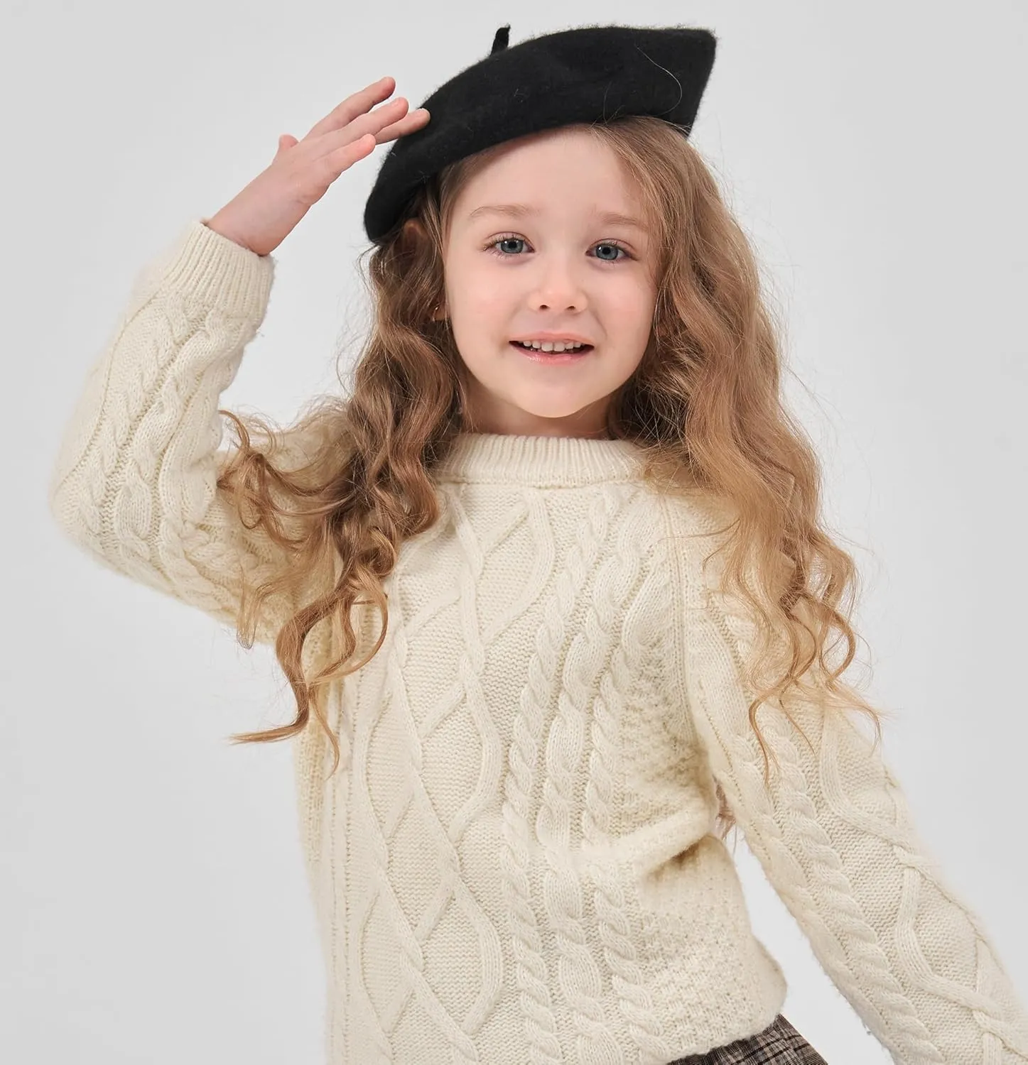 ZLYC Wool Kids Beret Hat Girls Solid Color Artist French Beret Cap